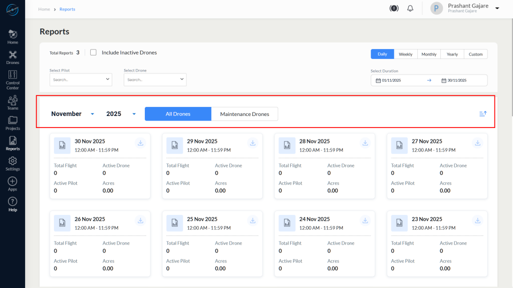 All Drones and Maintenance Drone Tab
