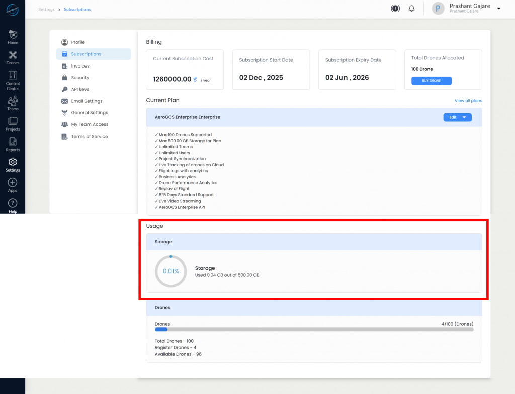 Storage Usage Indicator