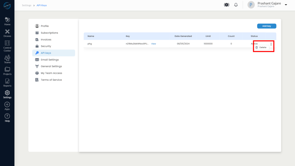 Three-Dot Menu with Delete Option