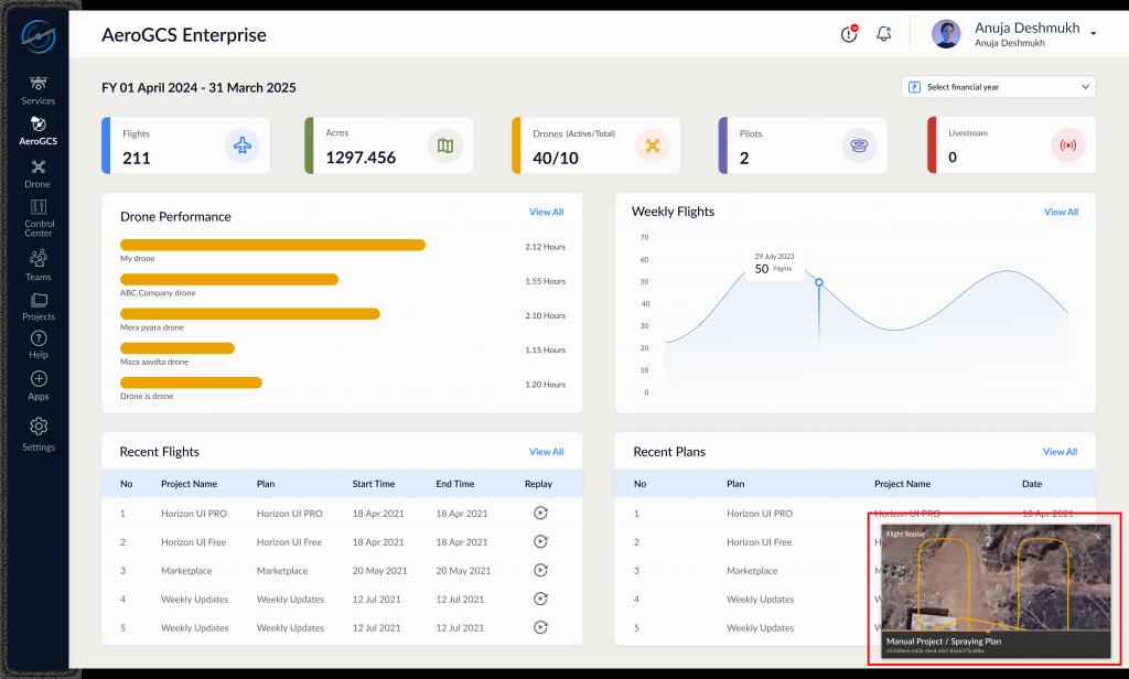 Fly View Interface – Replay Mode
