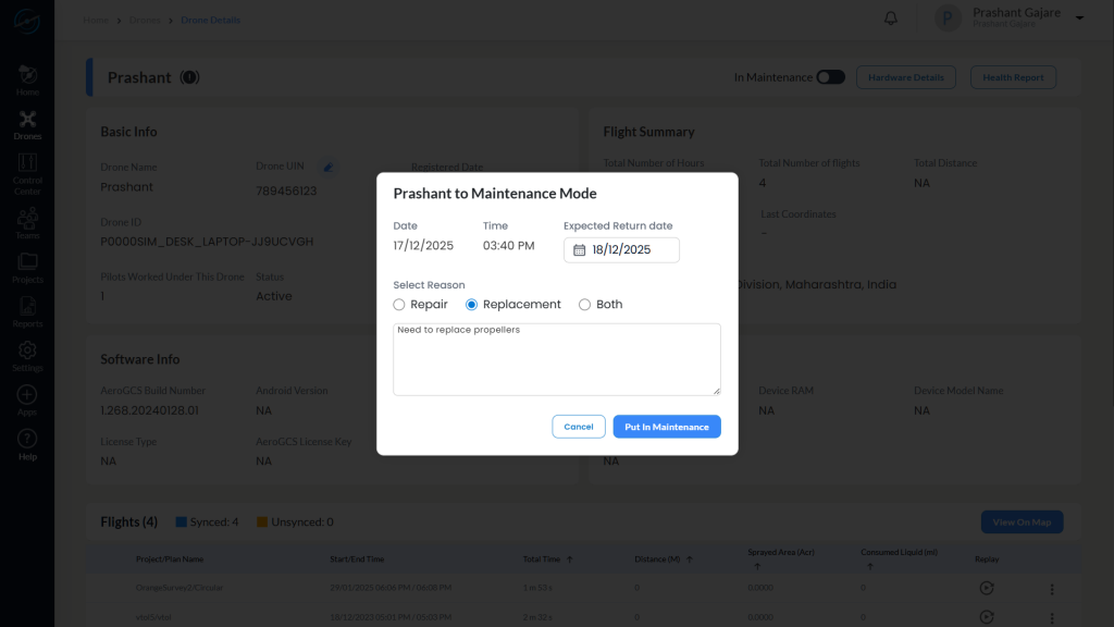Maintenance Mode Dialog