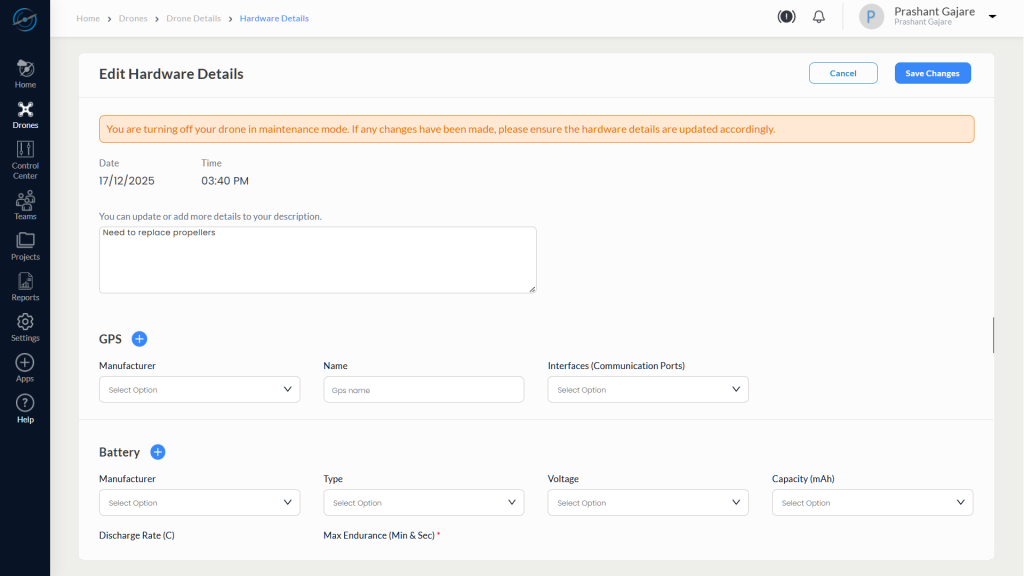 Edit Hardware Details