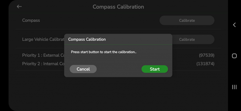 Compass Calibration popup (Start prompt)