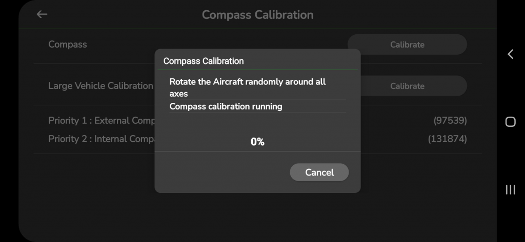 Compass calibration running popup