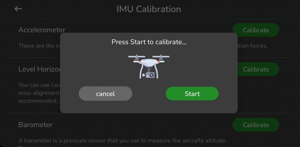 Accelerometer Calibration Start
