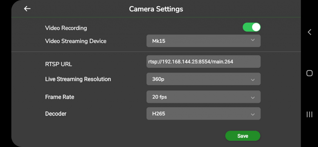 Video Stream RTSP URL for MK15