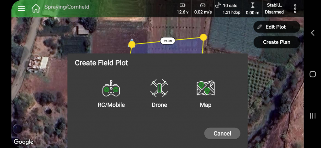 Select the Field plot creation method